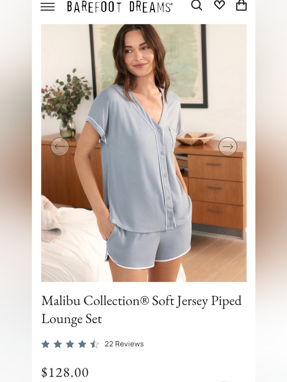 Barefoot Dreams Navy Blue Jersey Piped Lounge Set